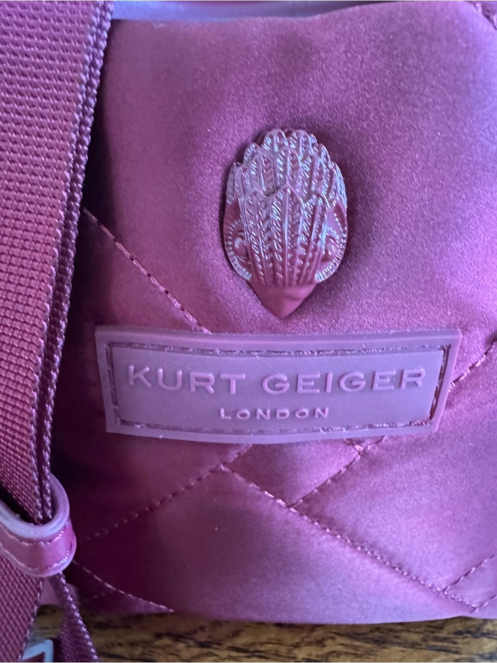 Kurt Geiger Quilted XS Crossbody Bag in Deep Berry - Picture 2 of 11